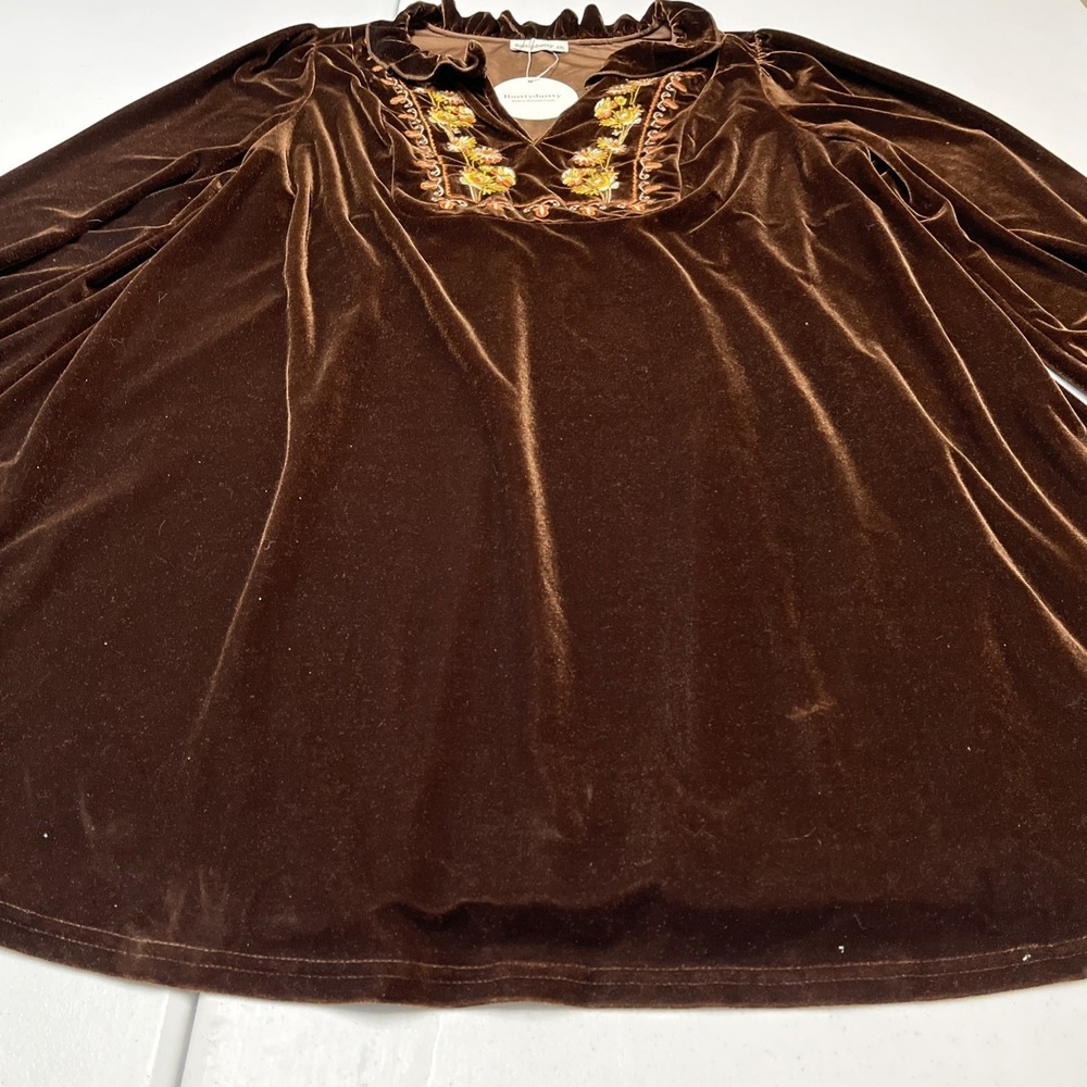 Rustty Dustty Dress Brown Velvet Floral‎ Embroidered Size 4XL Western Cowgirl - Picture 12 of 16